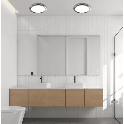 Koupelnové stropní / nástěnné osvětlení AQUILA - 1xG9, 40W, 18cm, kulaté, stříbrné / bílé