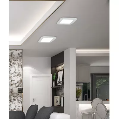 Stmívatelný LED panel do koupelny NEXIT - 10W, 3000K (teplá bílá), 17x17cm, chromovaný