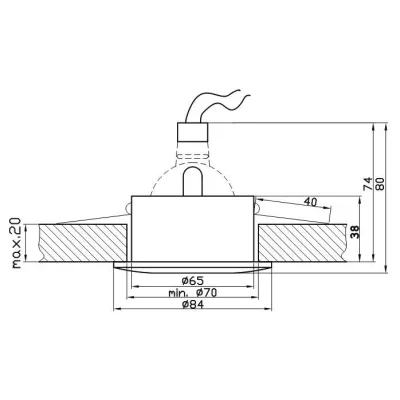Stropní koupelnové zápustné světlo DERYL 6 - 1xGU5,3, MR16, 50W, 8,4cm, kulaté, chromované / stříbrné