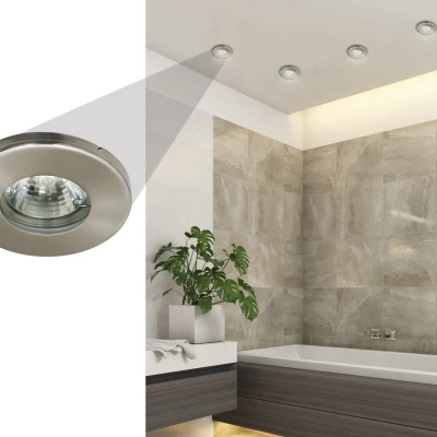 Koupelnové zápustné stropní svítidlo DERYL 5 - 1xGU5,3, MR16, 50W, 8,5cm, kulaté, stříbrné