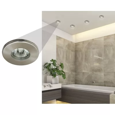 Koupelnové zápustné stropní svítidlo DERYL 5 - 1xGU5,3, MR16, 50W, 8,5cm, kulaté, stříbrné