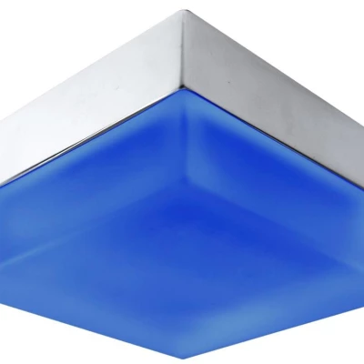 Stropní koupelnové zápustné světlo DERYL 2 - 1xGU5,3, MR16, 50W, 8x8cm, čtvercové, stříbrné / modré