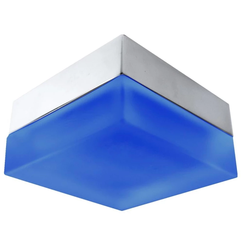 Stropní koupelnové zápustné světlo DERYL 2 - 1xGU5,3, MR16, 50W, 8x8cm, čtvercové, stříbrné / modré