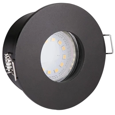 Zápustné koupelnové kulaté stropní světlo DERYL 9 - 1xGU5,3, 50W, 8,3cm, černé