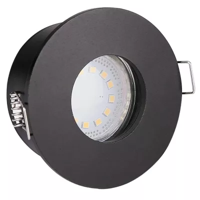 Zápustné koupelnové kulaté stropní světlo DERYL 9 - 1xGU5,3, 50W, 8,3cm, černé