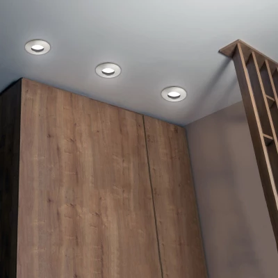 Zápustné koupelnové kulaté stropní světlo DERYL 9 - 1xGU5,3, MR16, 50W, 8,3cm, stříbrné