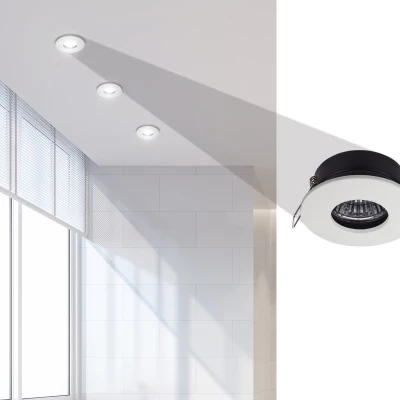 Zápustné koupelnové kulaté stropní světlo DERYL 9 - 1xGU5,3, MR16, 50W, 8,3cm, bílé