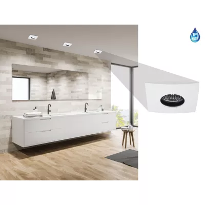 Hranaté podhledové koupelnové stropní svítidlo DERYL 10 - 1xGU5,3, MR16, 50W, 8,4x8,4cm, bílé