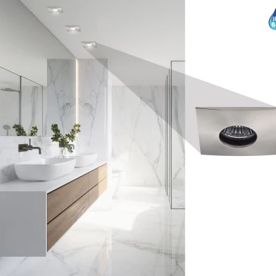 Hranaté podhledové koupelnové stropní svítidlo DERYL 10 - 1xGU5,3, MR16, 50W, 8,4x8,4cm, stříbrné