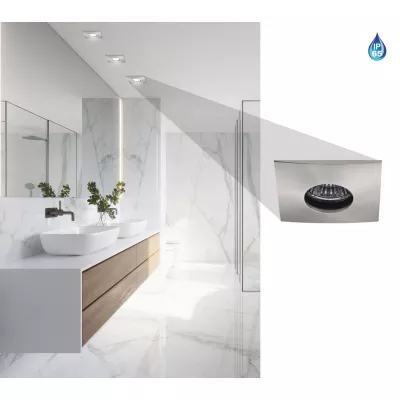 Hranaté podhledové koupelnové stropní svítidlo DERYL 10 - 1xGU5,3, MR16, 50W, 8,4x8,4cm, stříbrné