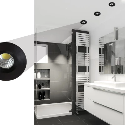 Kulaté stropní LED svítidlo do koupelny DERYL 11 - 1x3W, 6500K (studená bílá), 4,6cm, černé