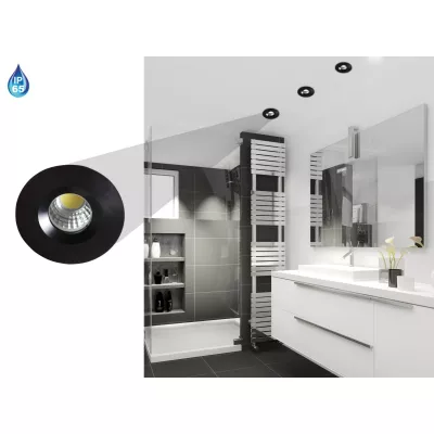 Kulaté stropní LED svítidlo do koupelny DERYL 11 - 1x3W, 6500K (studená bílá), 4,6cm, černé