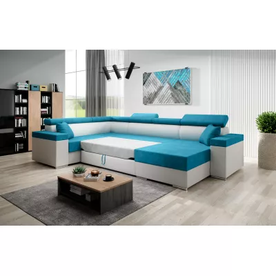 Rozkládací sedací souprava do U LEXIA - bílá / béžová, levý roh