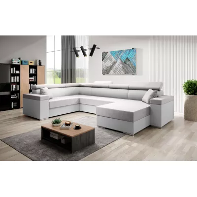 Rozkládací sedací souprava do U LEXIA - bílá / světle růžová, levý roh