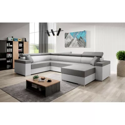 Rozkládací sedací souprava do U LEXIA - bílá / šedá, levý roh