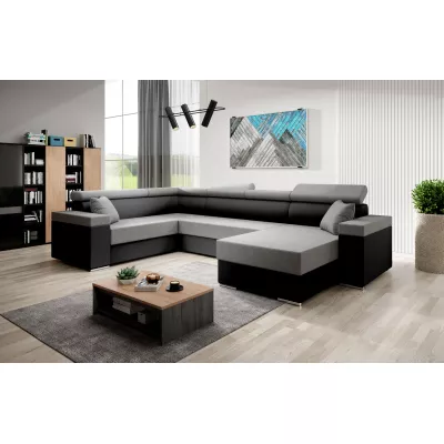 Rozkládací sedací souprava do U LEXIA - černá / šedá, levý roh