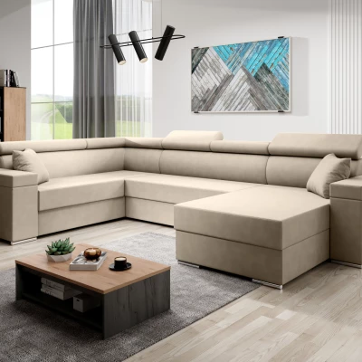 Rozkládací sedací souprava do U LEXIA - béžová, levý roh