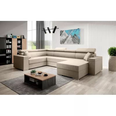 Rozkládací sedací souprava do U LEXIA - béžová, levý roh