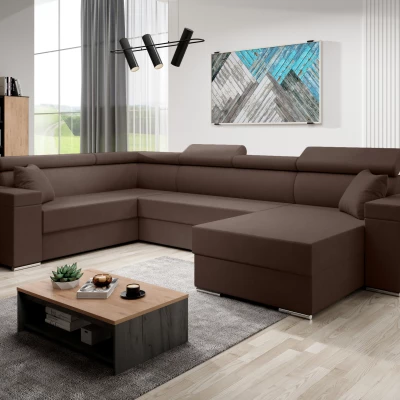 Rozkládací sedací souprava do U LEXIA - tmavě hnědá, levý roh