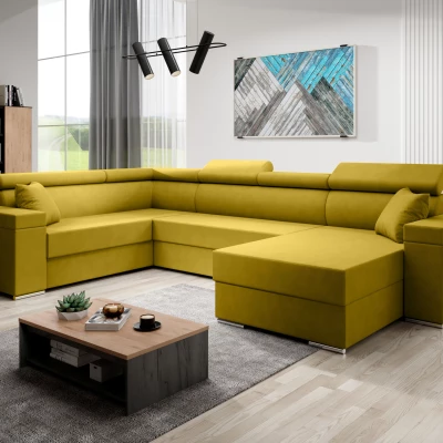 Rozkládací sedací souprava do U LEXIA - žlutozelená, levý roh