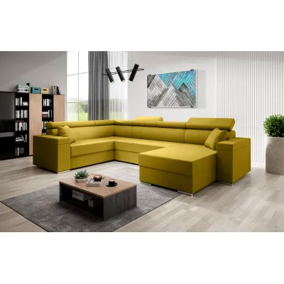 Rozkládací sedací souprava do U LEXIA - žlutozelená, levý roh