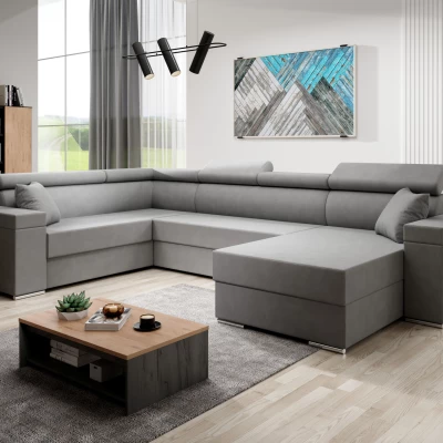 Rozkládací sedací souprava do U LEXIA - šedá, levý roh