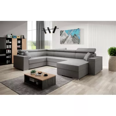 Rozkládací sedací souprava do U LEXIA - šedá, levý roh