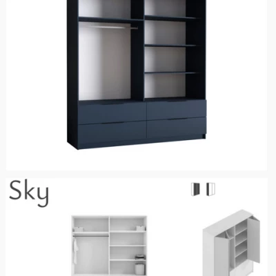 Kombinovaná šatní skříň 200/60 RAKEL - modrá