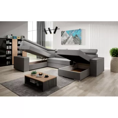 Rozkládací sedací souprava do U LEXIA - černá / světle šedá, levý roh