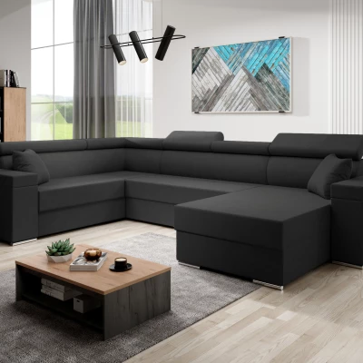 Rozkládací sedací souprava do U LEXIA - černá, levý roh