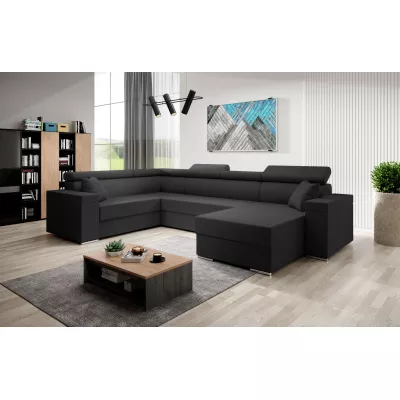 Rozkládací sedací souprava do U LEXIA - černá, levý roh