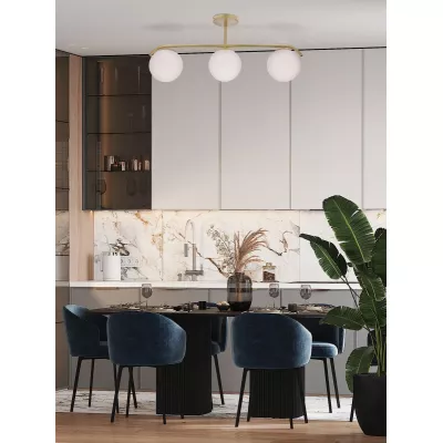 Moderní stropní osvětlení AMADEO - 3xE14, 40W, mosazné / bílé