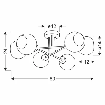Stropní osvětlení AMANDA - 6xE27, 40W, černé / zlaté / bílé