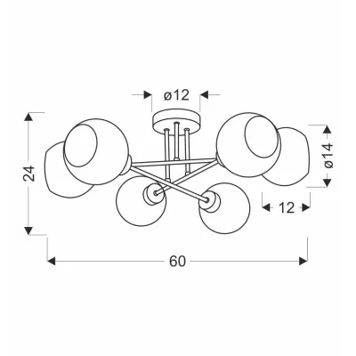 Stropní osvětlení AMANDA - 6xE27, 40W, černé / zlaté / bílé