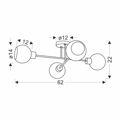 Stropní osvětlení AMANDA - 4xE27, 40W, černé / zlaté / bílé
