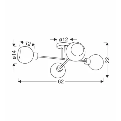 Stropní osvětlení AMANDA - 4xE27, 40W, černé / zlaté / bílé
