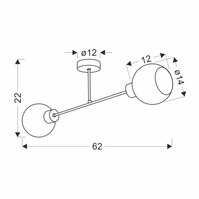Stropní osvětlení AMANDA - 2xE27, 40W, černé / zlaté / bílé