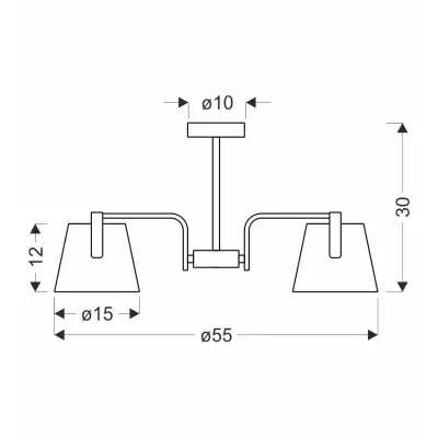 Stropní tříramenný přisazený lustr AMBERG - 3xE14, 40W, černé / žluté