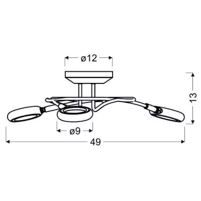 LED moderní stropní osvětlení AURELION - 3x4W, 3000K (teplá bílá), chromované
