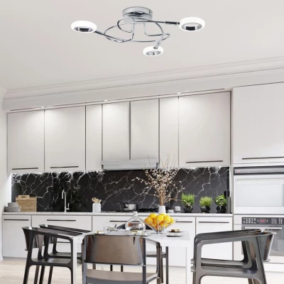 LED moderní stropní osvětlení AURELION - 3x4W, 3000K (teplá bílá), chromované