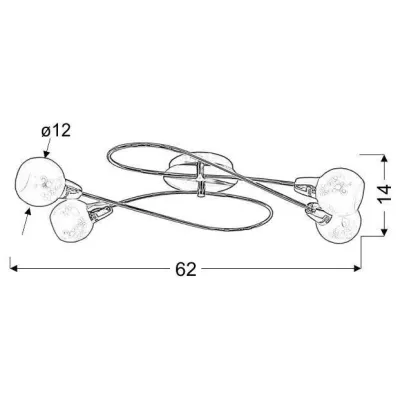 Stropní moderní osvětlení AVILA - 4xE14, 40W, mosazné