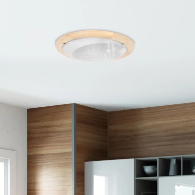 Dřevěné stropní moderní osvětlení BAMBOO - 1xE27, 60W, 30cm, kulaté, hnědé / čiré