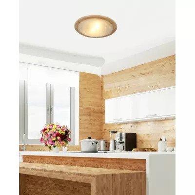 Dřevěné stropní moderní osvětlení BAMBOO - 1xE27, 60W, 30cm, kulaté, hnědé / čiré