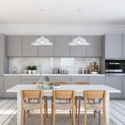 Závěsné moderní osvětlení BERIS - 1xE27, 60W, šedé / bílé