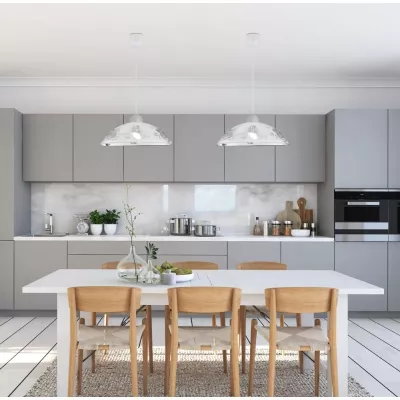 Závěsné moderní osvětlení BERIS - 1xE27, 60W, šedé / bílé