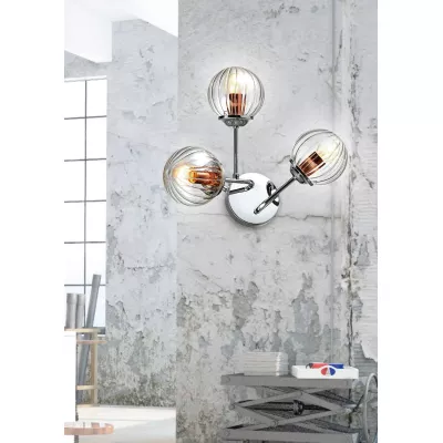 Moderní nástěnné osvětlení BEST - 3xE14, 40W, chromované / měděné