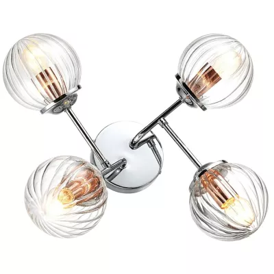 Stropní / nástěnné moderní osvětlení BEST - 4xE14, 40W, chromované / měděné