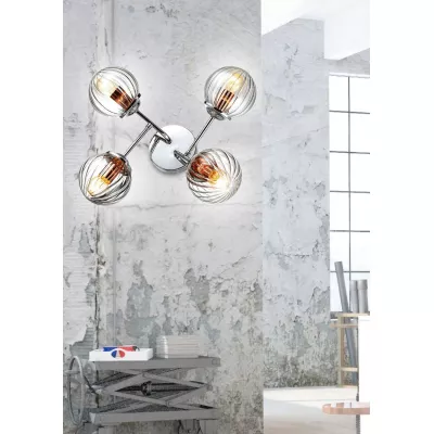 Stropní / nástěnné moderní osvětlení BEST - 4xE14, 40W, chromované / měděné