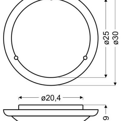 Stropní kulaté LED osvětlení BIANCA - 10W, 6500K (studená bílá), 30cm, kulaté, dub