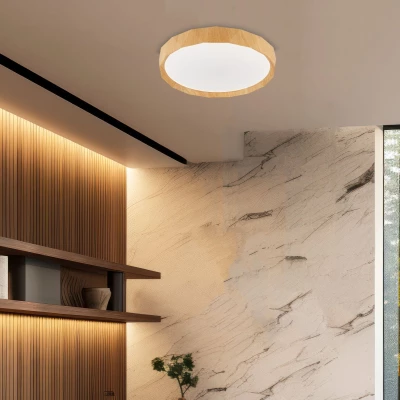 Dřevěné LED stropní svítidlo CADIX - 24W, 4000K (denní bílá), 38,5cm, hnědé / bílé